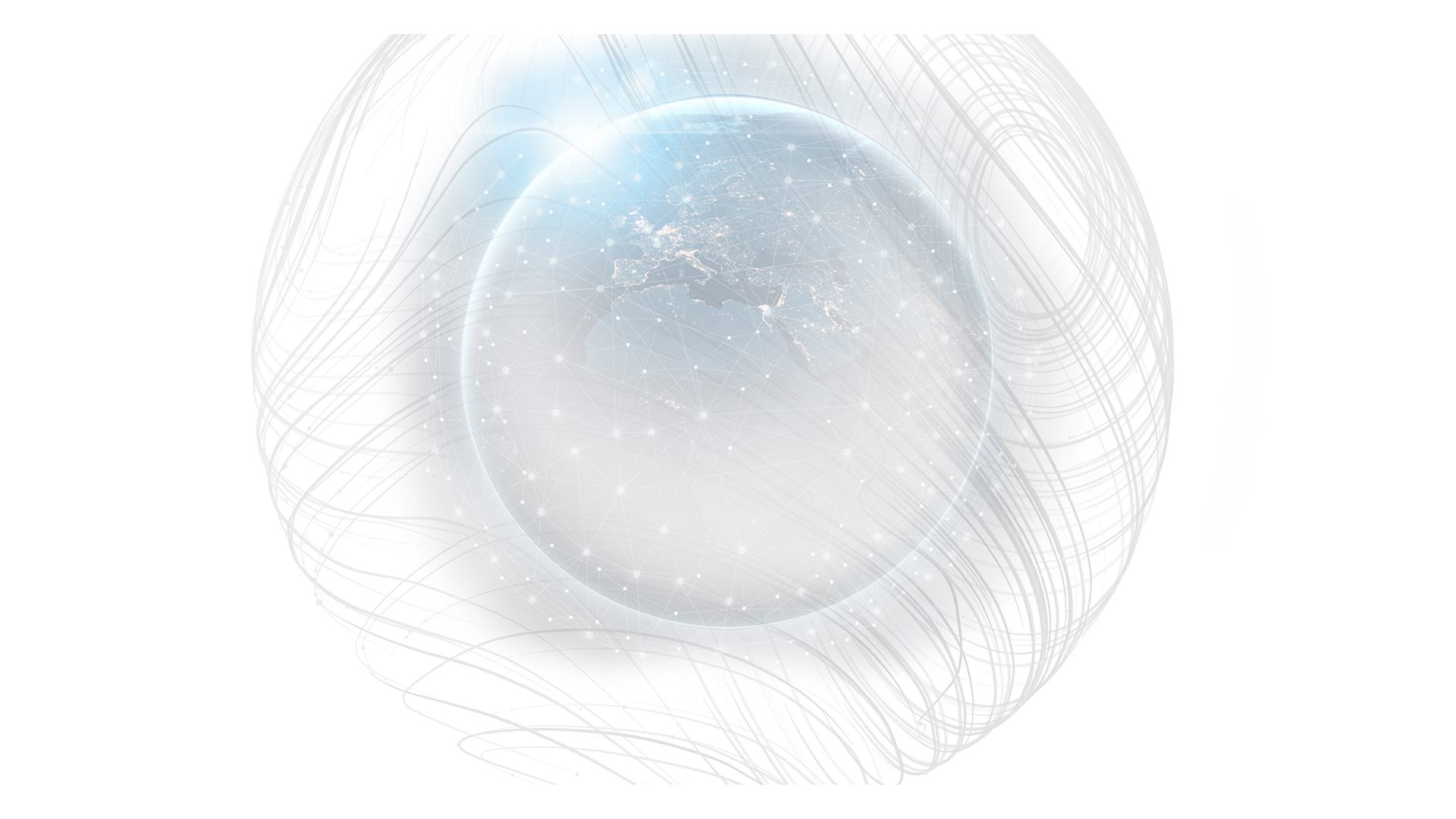 Bild von einer Weltkugel mit Linien in Graustufen und bläulichem Licht